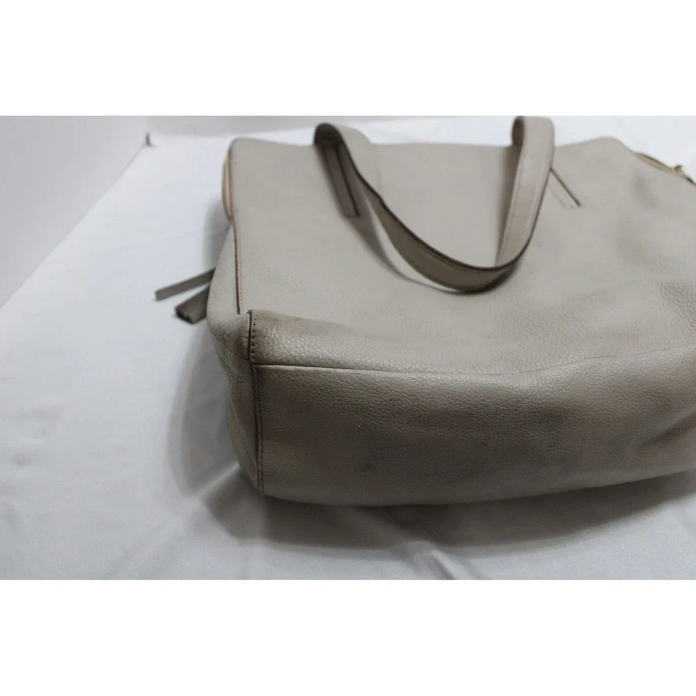 Kate Spade New York Light Gray Pebbled Leather Triple Compartment Tote Bag